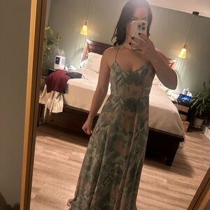 Show Me Your MuMu Green Leaf Print Maxi Dress